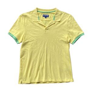 Vilebrequin Men's Yellow Embroidered Logo‎ Short Sleeve Polo Shirt Medium Pastel